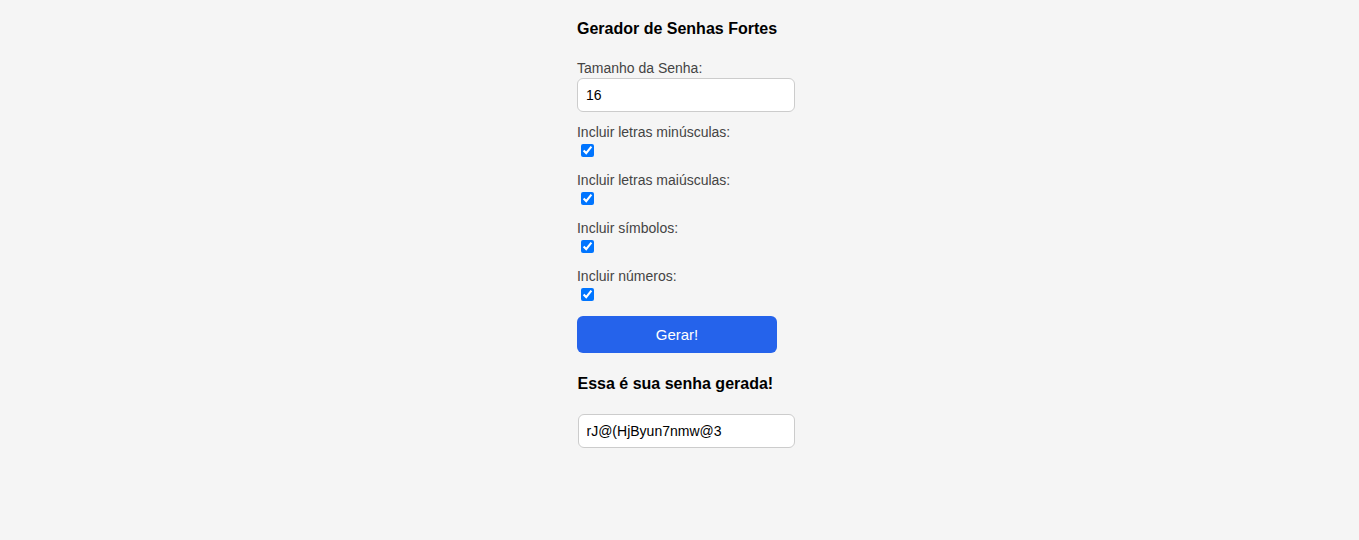 Gerador de Senhas Fortes